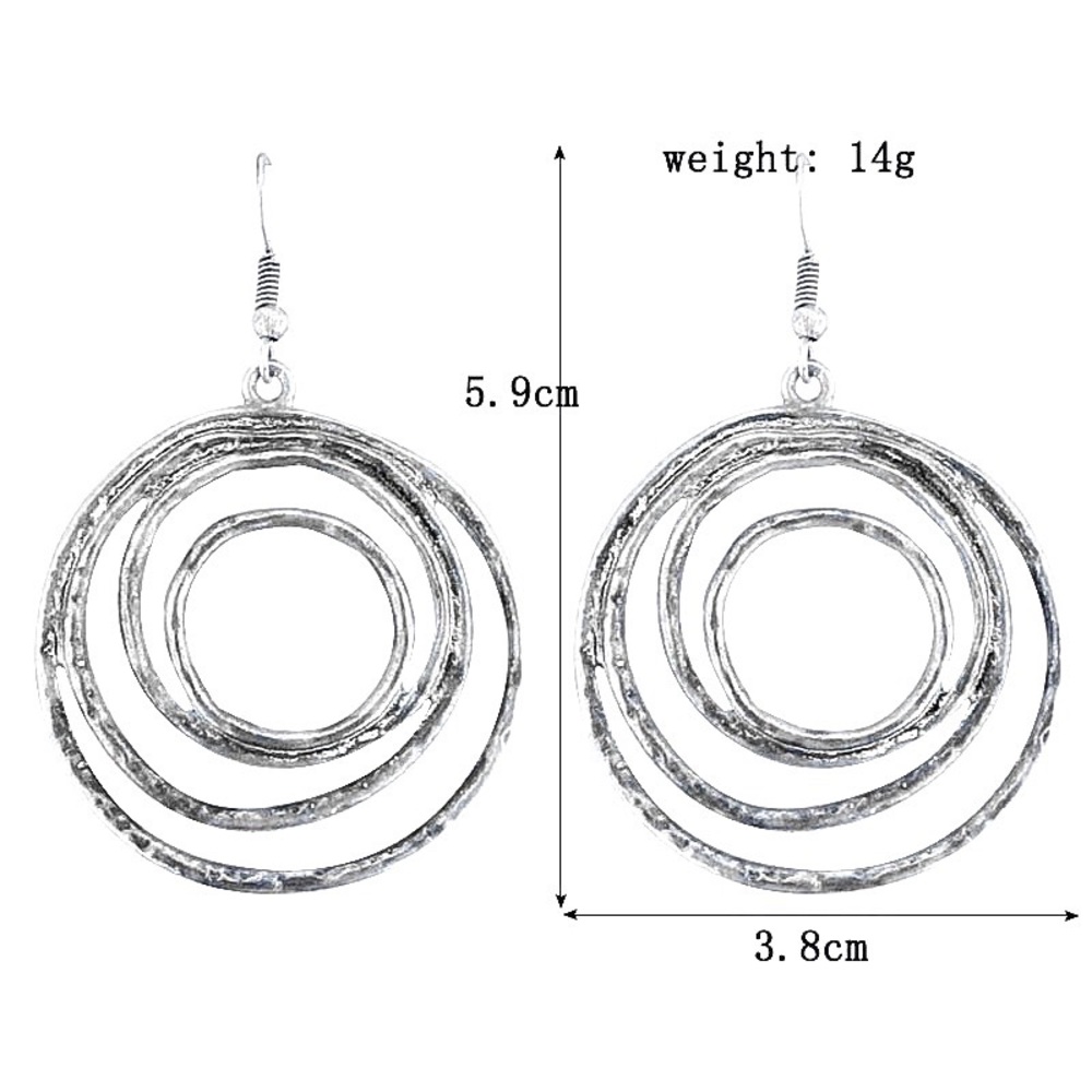 Any 2/$20! Silver Concentric Circle Boho Drop Earrings - Picture 5 of 7